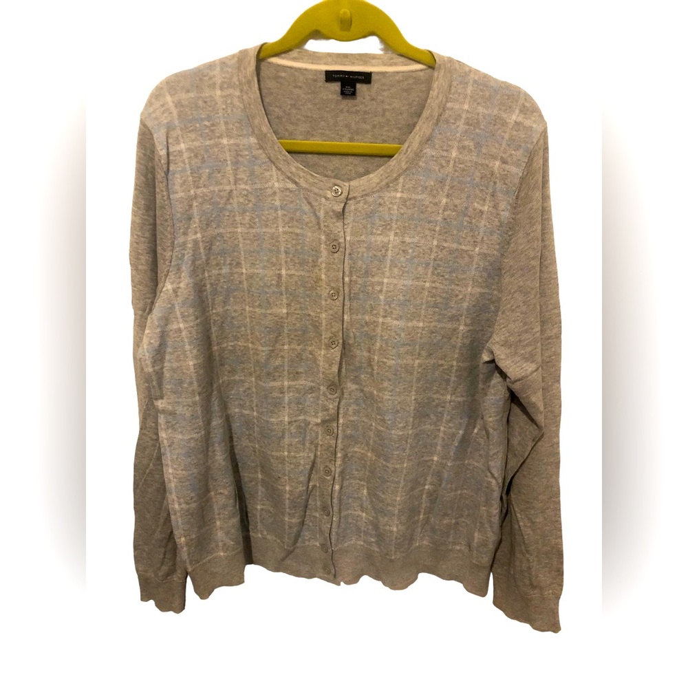 Tommy Hilfiger XXL gray plaid button down cardigan like new